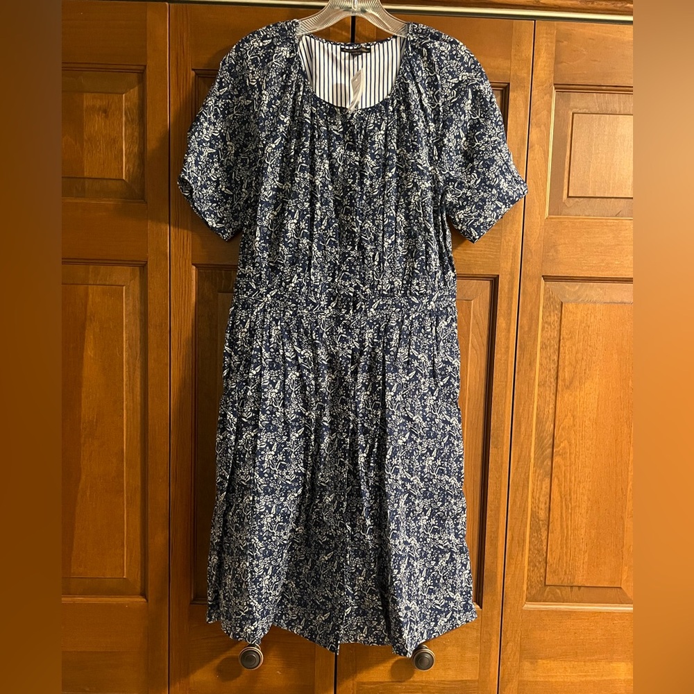 Brooks Brothers Navy and White Floral Dress